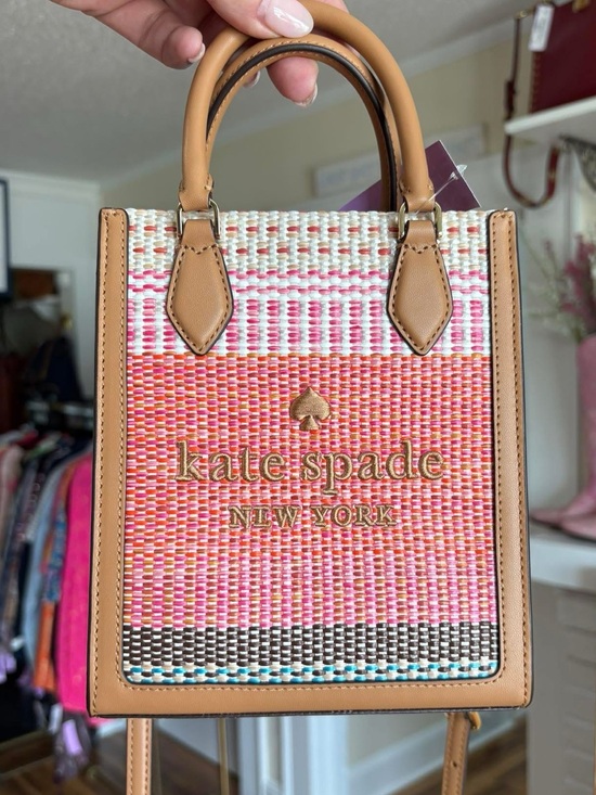 kate spade Handbags - kate spade Pink Multicolor Woven Mini Tote with Tan Trim